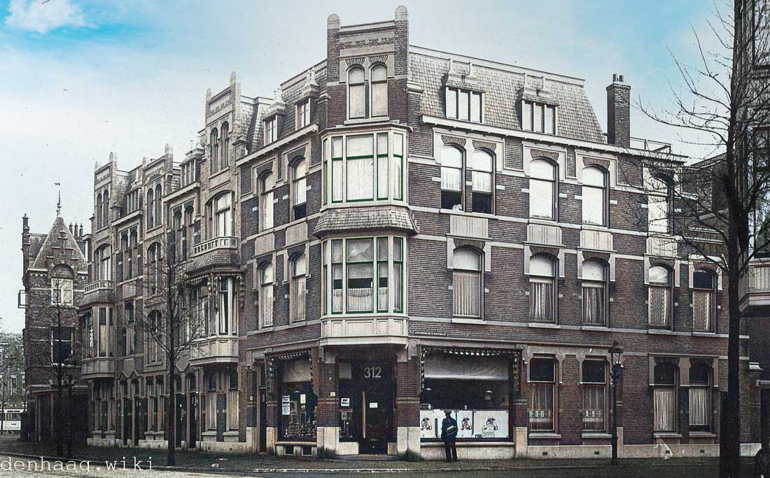De hoek van de Frankenslag met de Antonie Duyckstraat in 1920