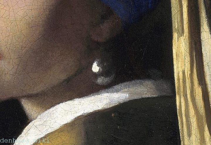 De Parel van Vermeer in een close up. Dit is de versie van na 1994. Vergelijk dit met de voorgaande foto.