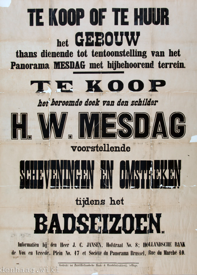  Het Panorama Mesdag werd al in 1886 te koop aangeboden.