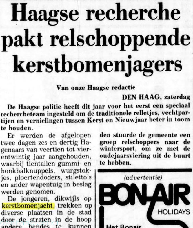 De Telegraaf van 31 december 1983 beschrijft wat de politie doet tegen relschoppers.