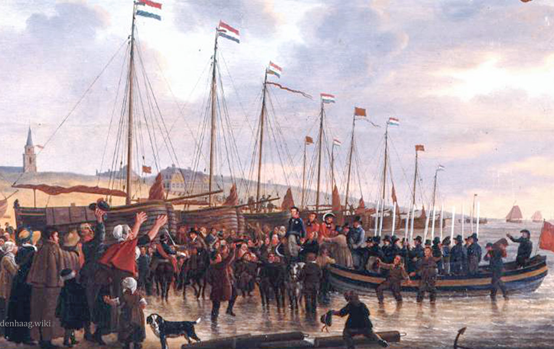 De landing van de nieuwe koning Willem I op 30 november 1813.